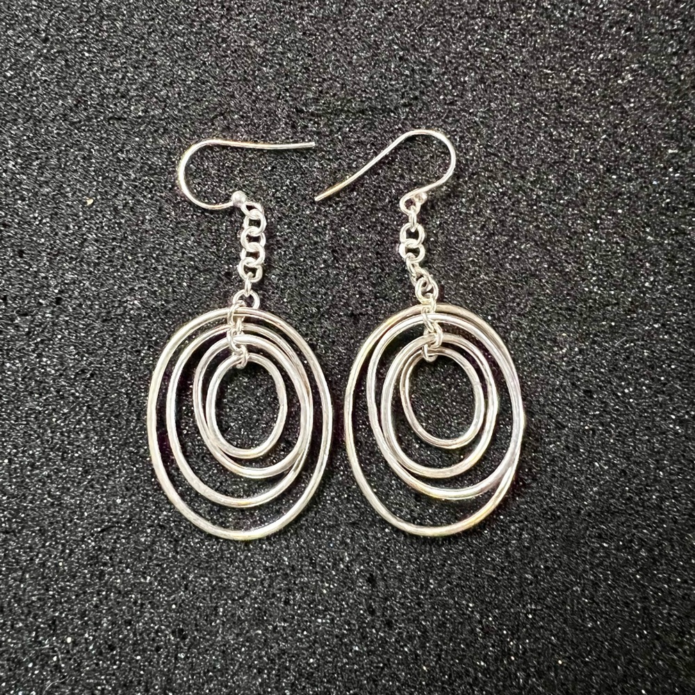 New 925 Sterling Silver Four Polished Oval Earrings on French Wire Gift Box